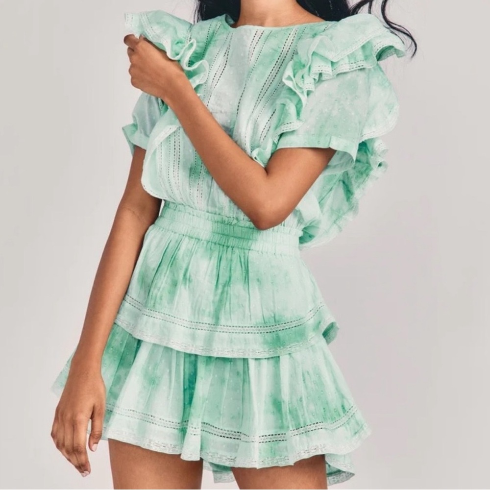 LoveShackFancy Natasha green mini dress size small 🤍